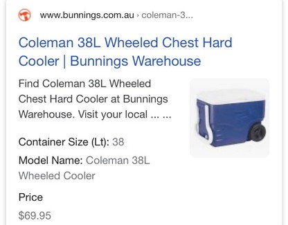 coleman cooler bunnings